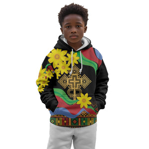 Eritrea Meskel Kid Hoodie Eritrean Tribal Meskel Daisy Flag Inspired