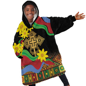 Eritrea Meskel Kid Wearable Blanket Hoodie Eritrean Tribal Meskel Daisy Flag Inspired