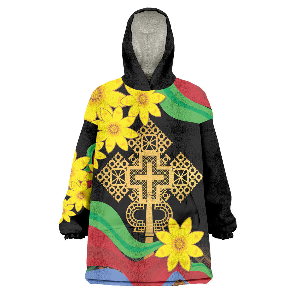 Eritrea Meskel Kid Wearable Blanket Hoodie Eritrean Tribal Meskel Daisy Flag Inspired