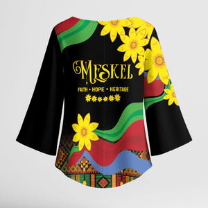 Eritrea Meskel Kimono Sleeve Blouse Eritrean Tribal Meskel Daisy Flag Inspired