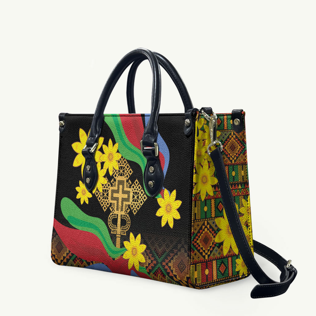 Eritrea Meskel Leather Bag Eritrean Tribal Meskel Daisy Flag Inspired