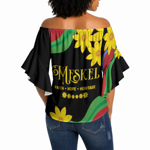 Eritrea Meskel Off Shoulder Wrap Waist Top Eritrean Tribal Meskel Daisy Flag Inspired