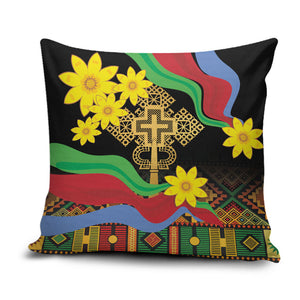 Eritrea Meskel Pillow Cover Eritrean Tribal Meskel Daisy Flag Inspired