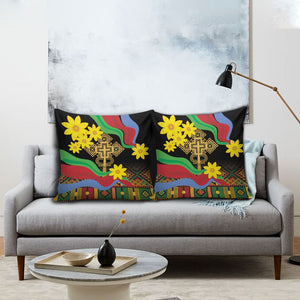 Eritrea Meskel Pillow Cover Eritrean Tribal Meskel Daisy Flag Inspired