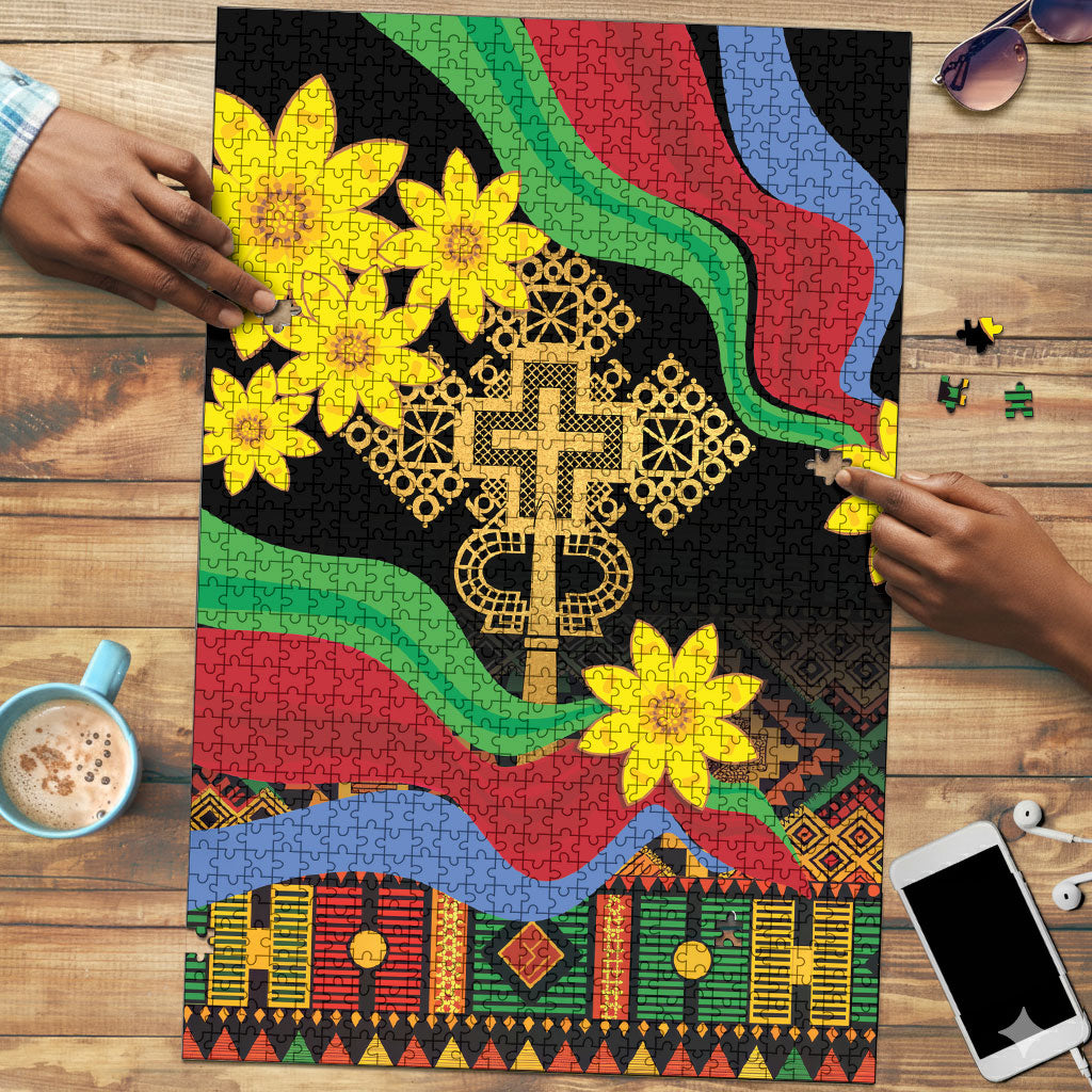 Eritrea Meskel Puzzle Eritrean Tribal Meskel Daisy Flag Inspired