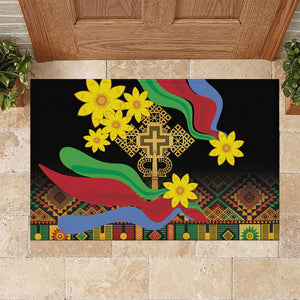 Eritrea Meskel Rubber Doormat Eritrean Tribal Meskel Daisy Flag Inspired