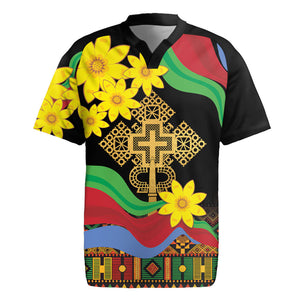 Eritrea Meskel Rugby Jersey Eritrean Tribal Meskel Daisy Flag Inspired