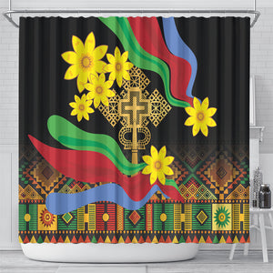 Eritrea Meskel Shower Curtain Eritrean Tribal Meskel Daisy Flag Inspired
