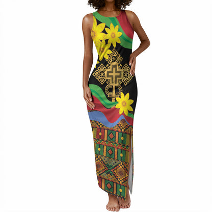 Eritrea Meskel Tank Maxi Dress Eritrean Tribal Meskel Daisy Flag Inspired