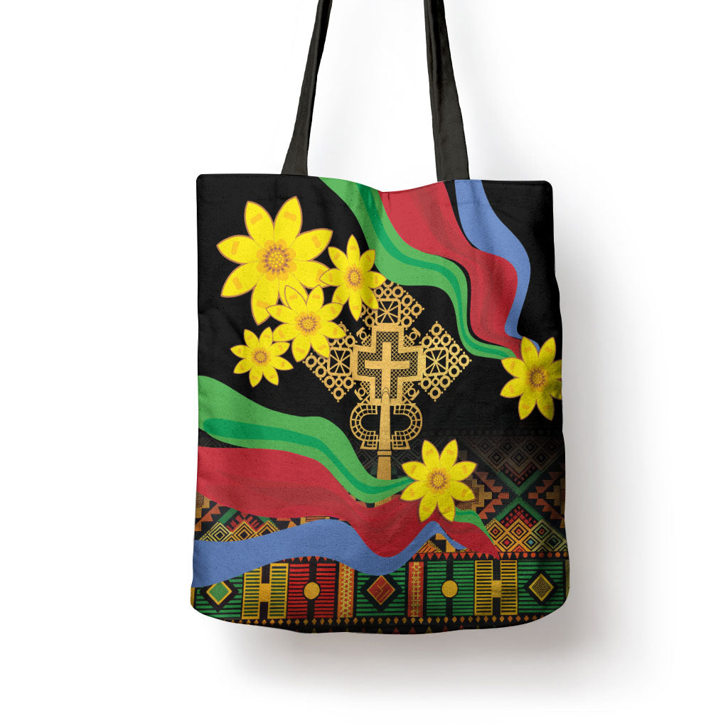 Eritrea Meskel Tote Bag Eritrean Tribal Meskel Daisy Flag Inspired