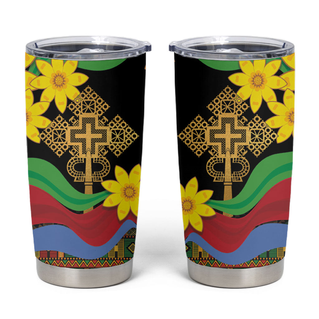 Eritrea Meskel Tumbler Cup Eritrean Tribal Meskel Daisy Flag Inspired