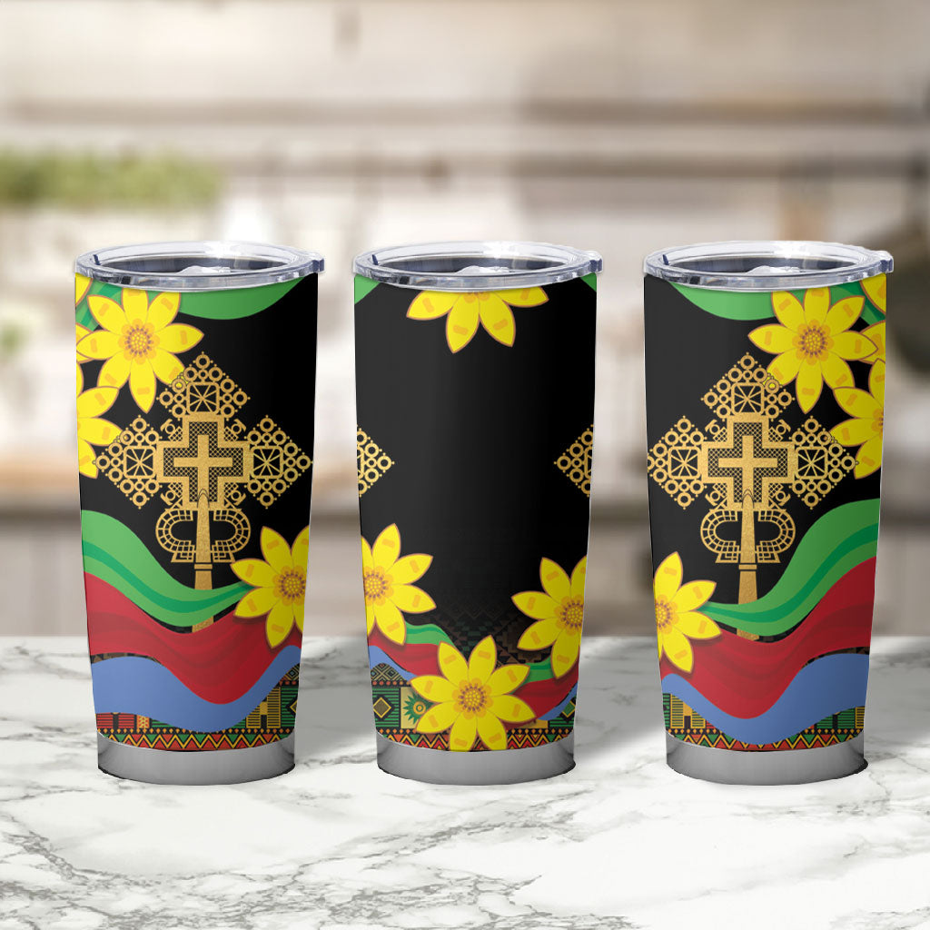 Eritrea Meskel Tumbler Cup Eritrean Tribal Meskel Daisy Flag Inspired
