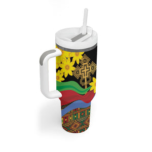 Eritrea Meskel Tumbler With Handle Eritrean Tribal Meskel Daisy Flag Inspired