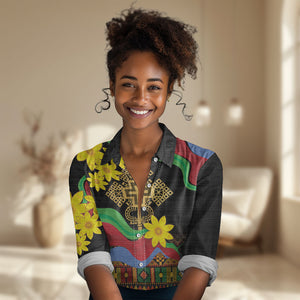 Eritrea Meskel Women Casual Shirt Eritrean Tribal Meskel Daisy Flag Inspired