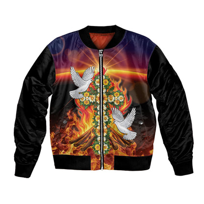Eritrea Meskel Bomber Jacket Demera Cross Flames of Faith