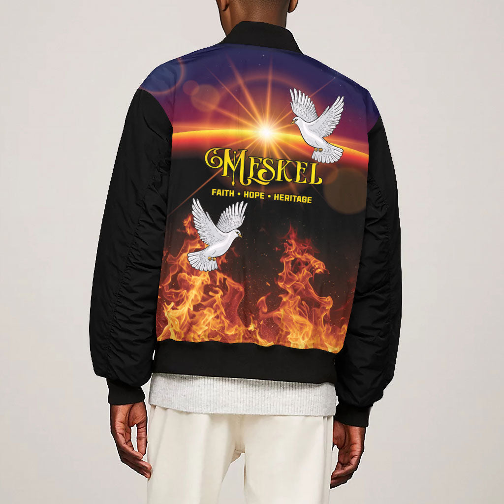 Eritrea Meskel Bomber Jacket Demera Cross Flames of Faith