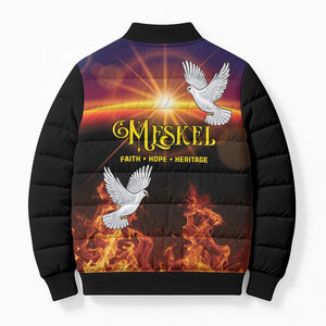 Eritrea Meskel Bomber Puffer Jacket Demera Cross Flames of Faith