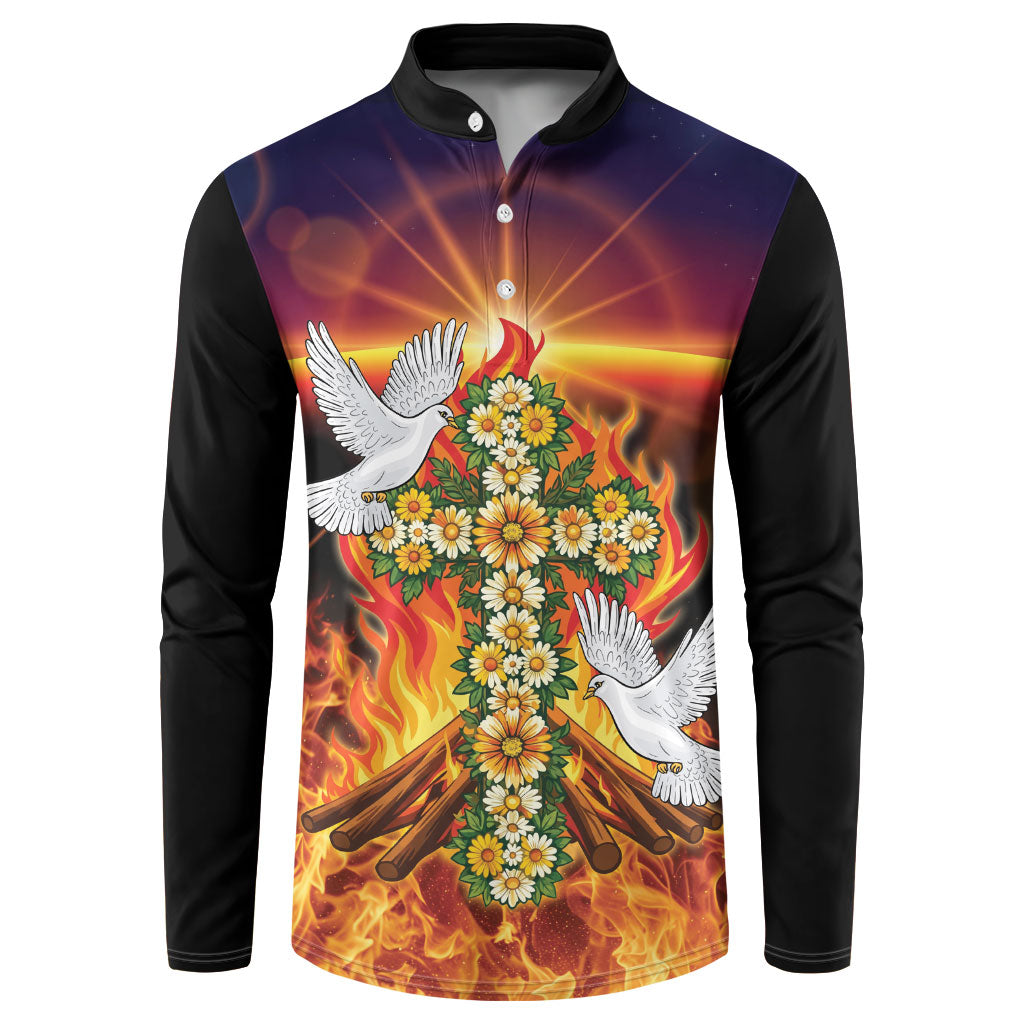 Eritrea Meskel Button Sweatshirt Demera Cross Flames of Faith