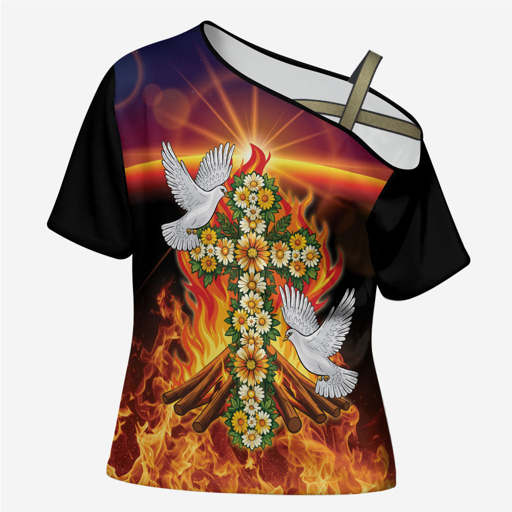 Eritrea Meskel Cross Shoulder Shirt Demera Cross Flames of Faith