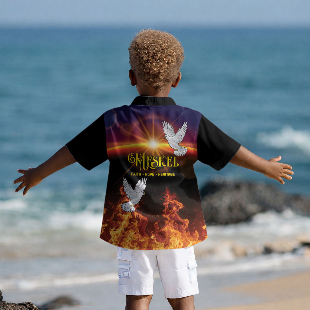 Eritrea Meskel Kid Hawaiian Shirt Demera Cross Flames of Faith