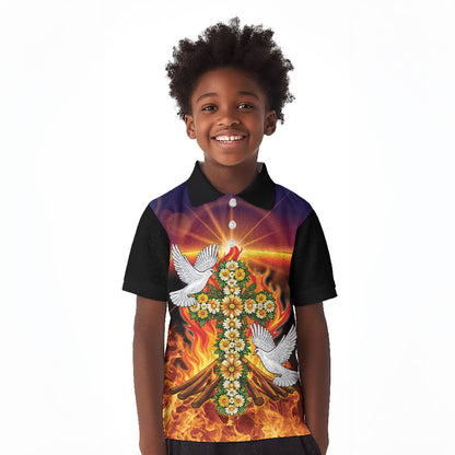 Eritrea Meskel Kid Polo Shirt Demera Cross Flames of Faith