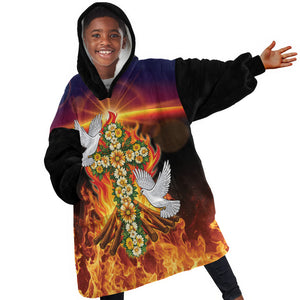 Eritrea Meskel Kid Wearable Blanket Hoodie Demera Cross Flames of Faith