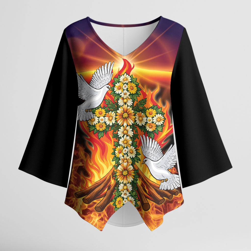 Eritrea Meskel Kimono Sleeve Blouse Demera Cross Flames of Faith