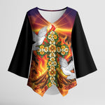 Eritrea Meskel Kimono Sleeve Blouse Demera Cross Flames of Faith