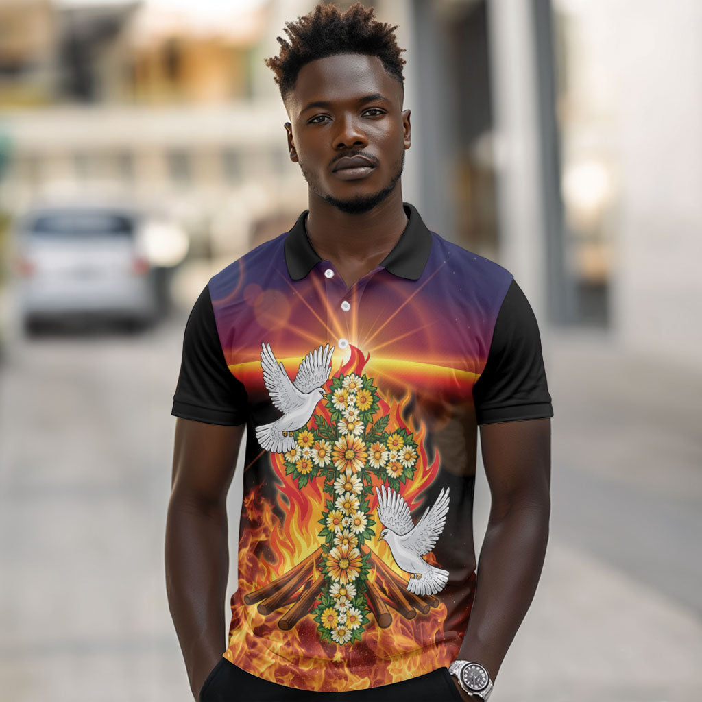 Eritrea Meskel Polo Shirt Demera Cross Flames of Faith