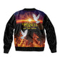 Eritrea Meskel Sleeve Zip Bomber Jacket Demera Cross Flames of Faith