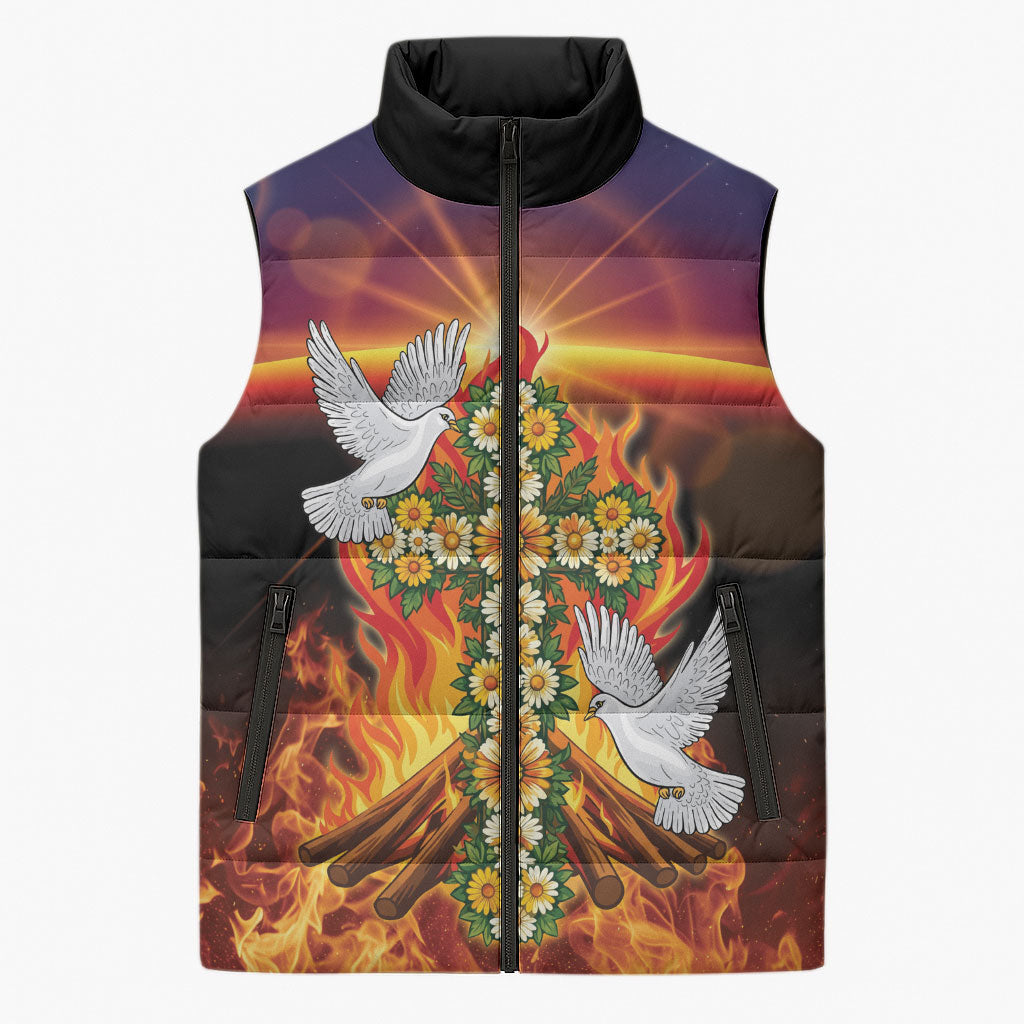 Eritrea Meskel Sleeveless Puffer Jacket Demera Cross Flames of Faith