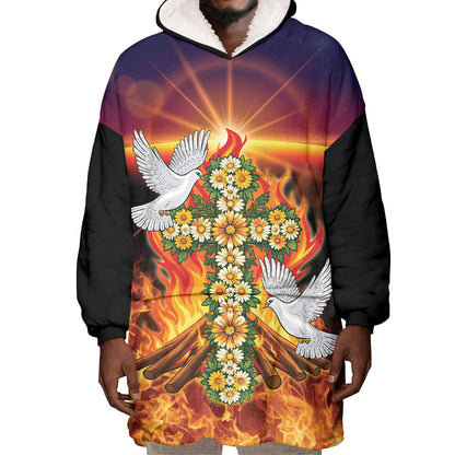 Eritrea Meskel Wearable Blanket Hoodie Demera Cross Flames of Faith