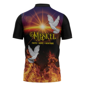 Eritrea Meskel Zipper Polo Shirt Demera Cross Flames of Faith