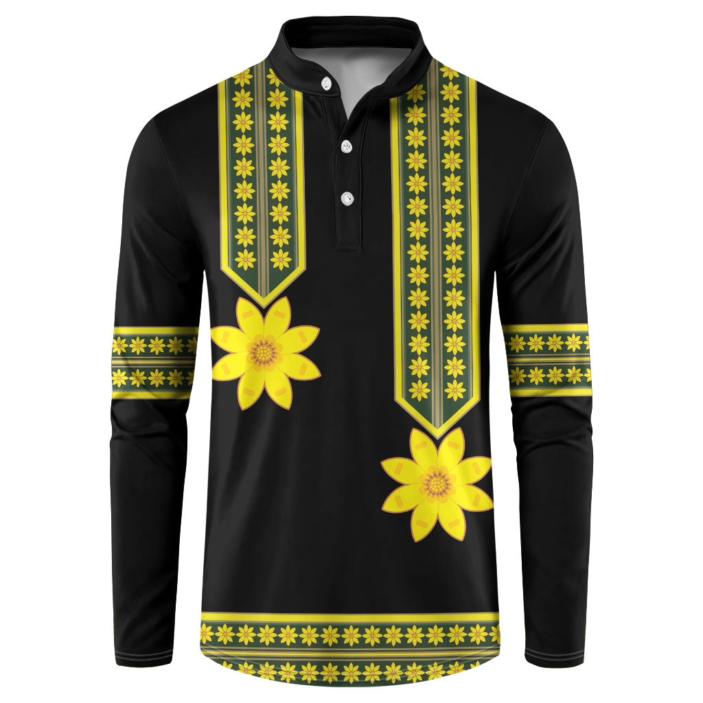 Ethiopian Enkutatash Button Sweatshirt Black Adey Flower Tilet Habesha Inspired