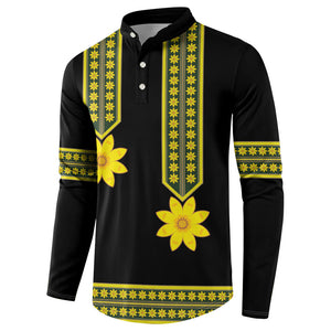 Ethiopian Enkutatash Button Sweatshirt Black Adey Flower Tilet Habesha Inspired