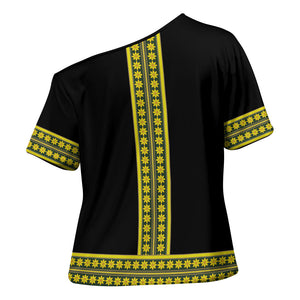 Ethiopian Enkutatash Cross Shoulder Shirt Black Adey Flower Tilet Habesha Inspired