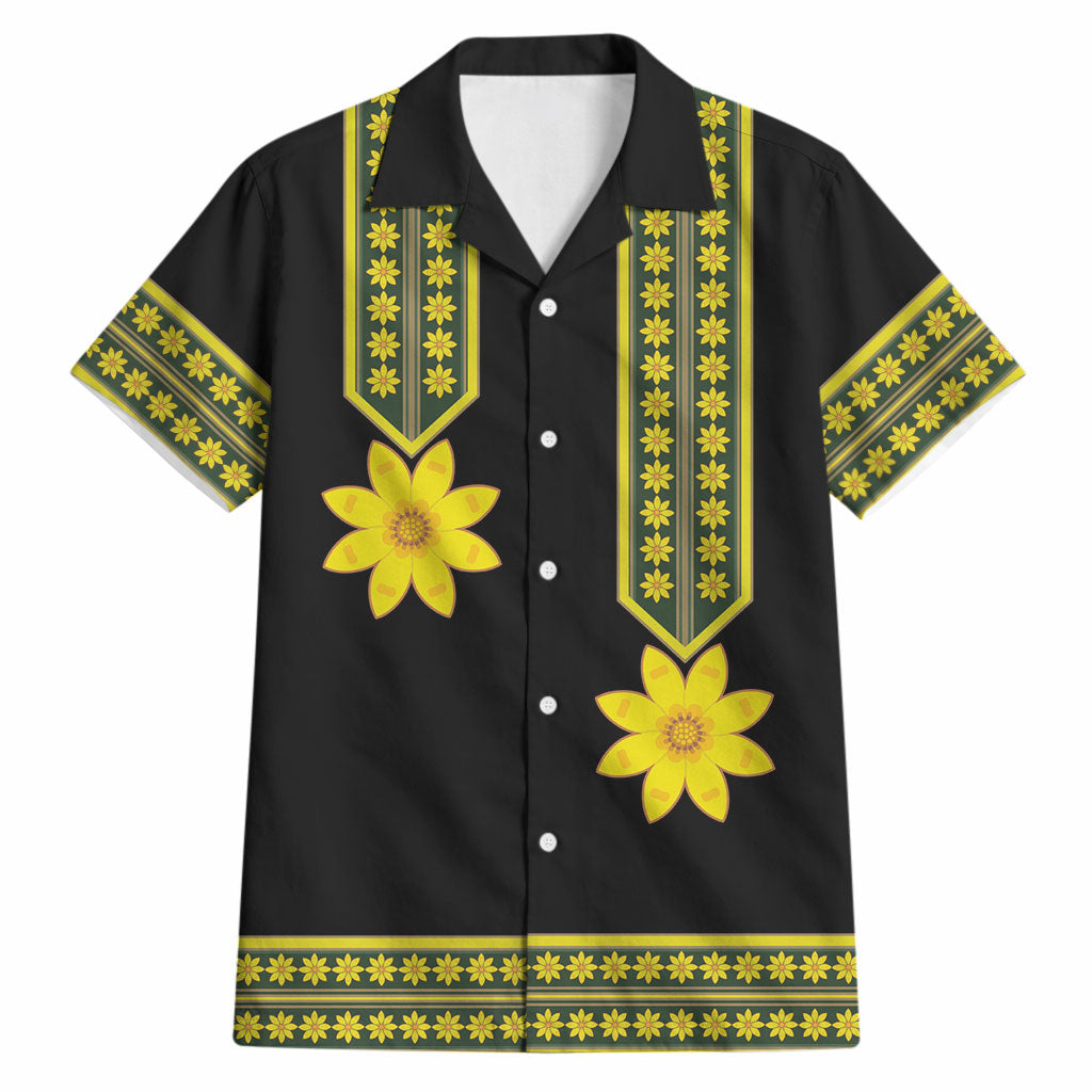 Ethiopian Enkutatash Hawaiian Shirt Black Adey Flower Tilet Habesha Inspired