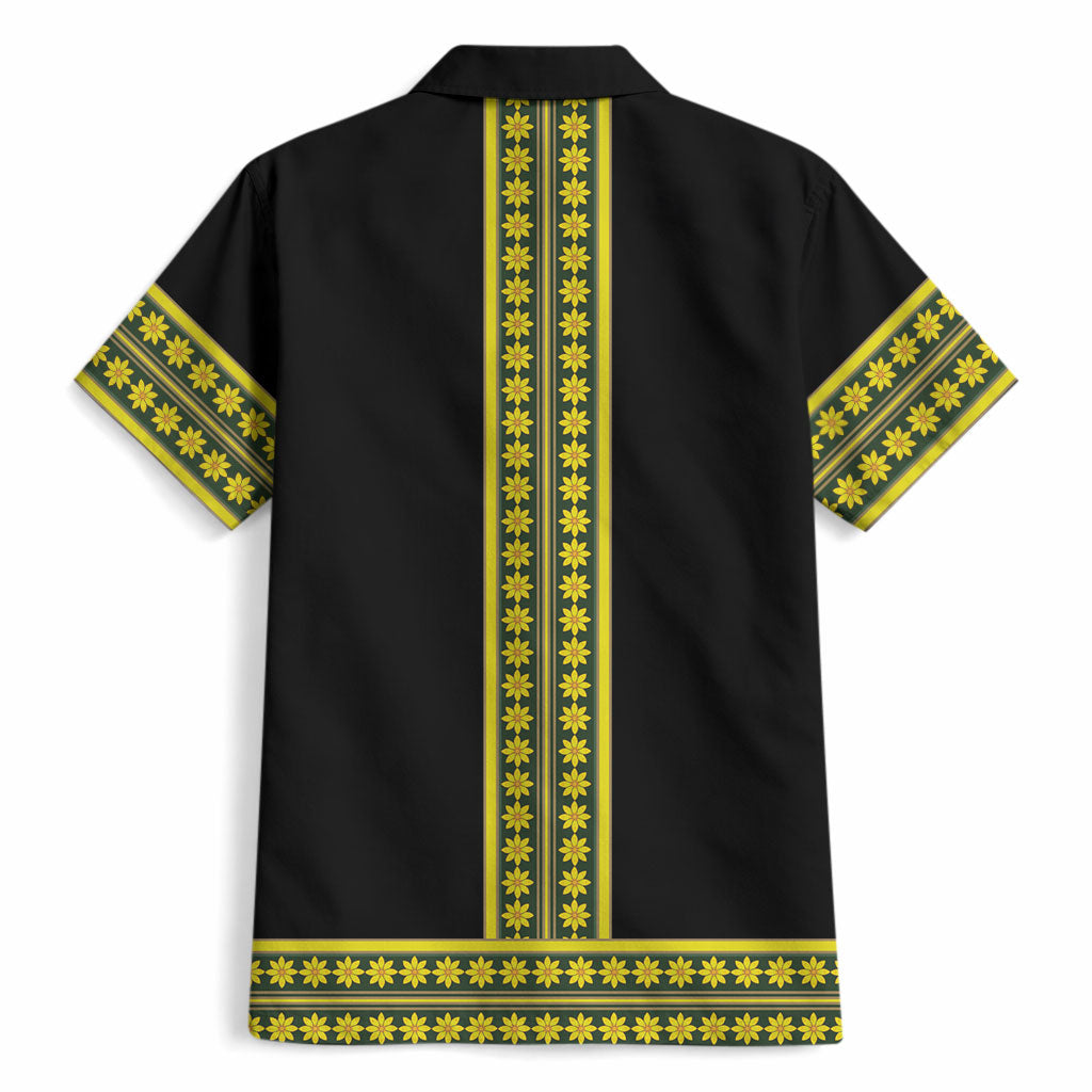 Ethiopian Enkutatash Hawaiian Shirt Black Adey Flower Tilet Habesha Inspired