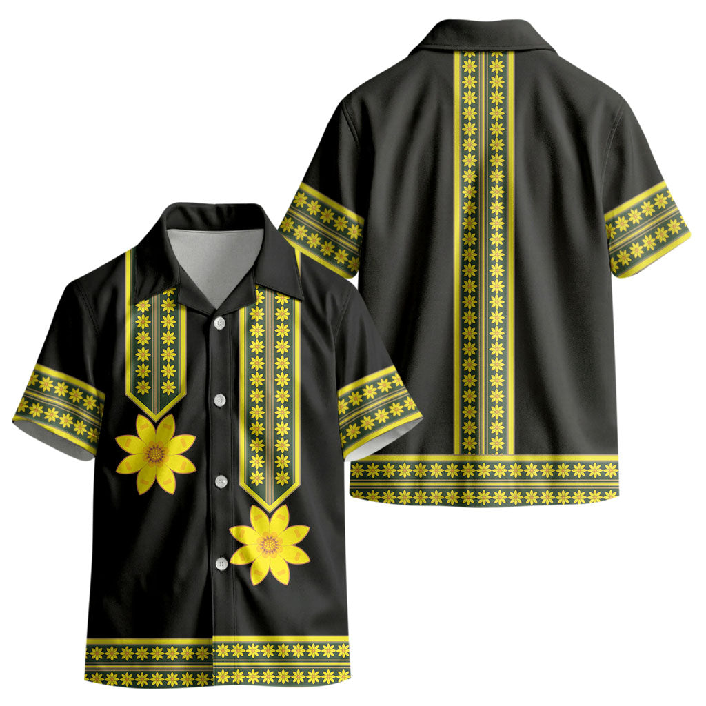 Ethiopian Enkutatash Kid Hawaiian Shirt Black Adey Flower Tilet Habesha Inspired