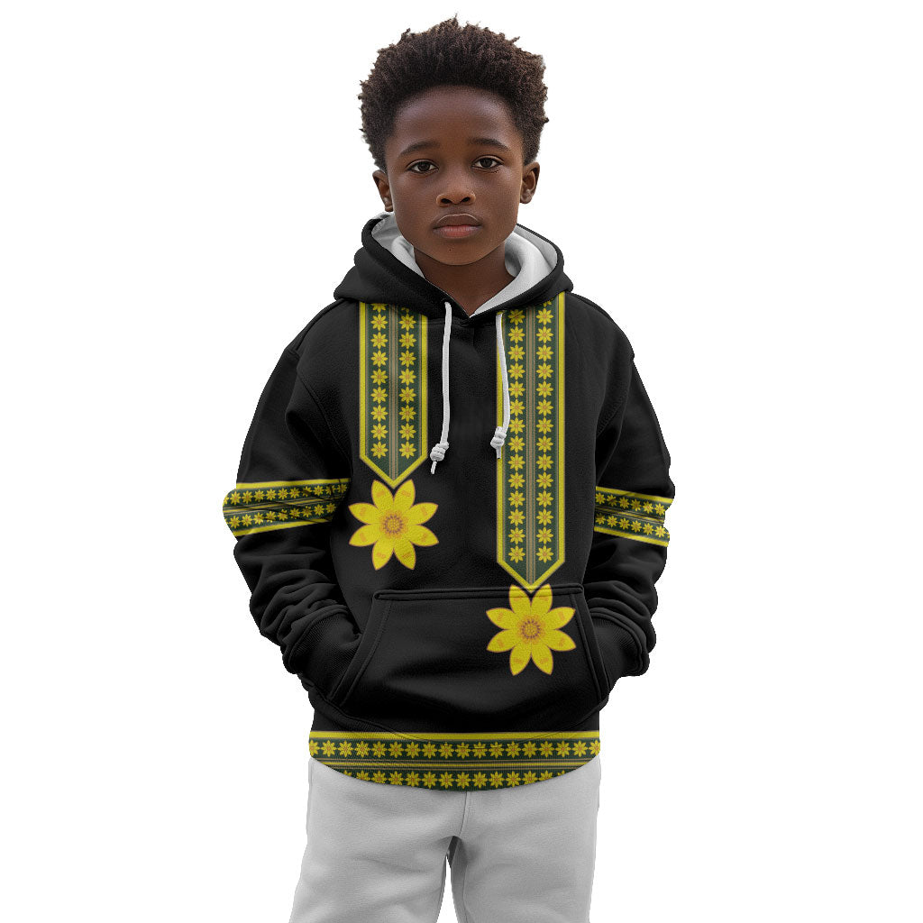 Ethiopian Enkutatash Kid Hoodie Black Adey Flower Tilet Habesha Inspired
