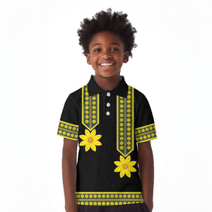 Ethiopian Enkutatash Kid Polo Shirt Black Adey Flower Tilet Habesha Inspired