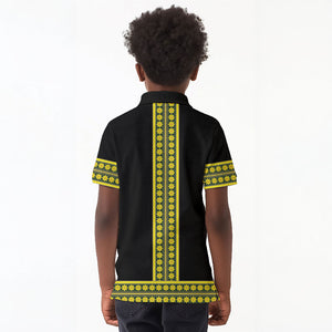 Ethiopian Enkutatash Kid Polo Shirt Black Adey Flower Tilet Habesha Inspired