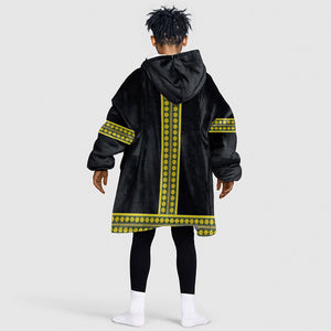 Ethiopian Enkutatash Kid Wearable Blanket Hoodie Black Adey Flower Tilet Habesha Inspired