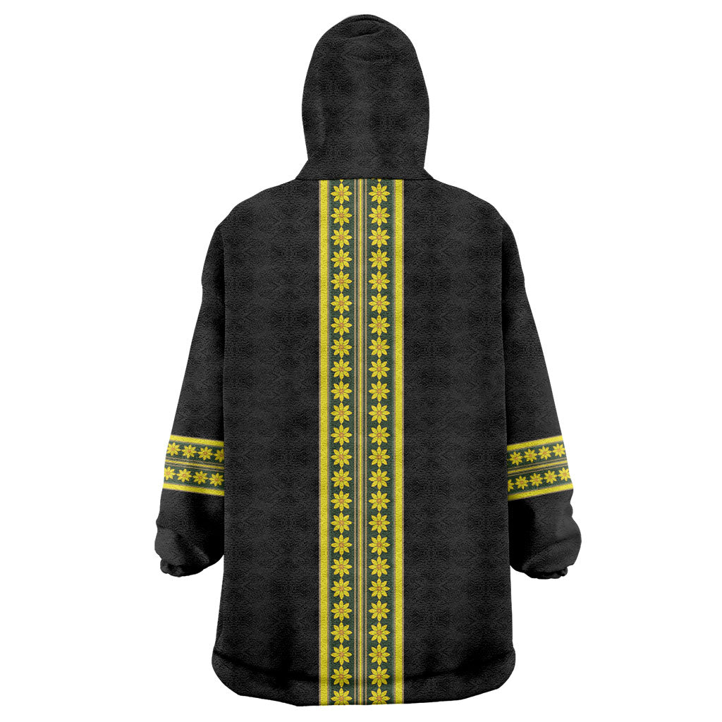 Ethiopian Enkutatash Kid Wearable Blanket Hoodie Black Adey Flower Tilet Habesha Inspired