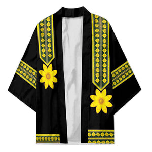 Ethiopian Enkutatash Kimono Black Adey Flower Tilet Habesha Inspired