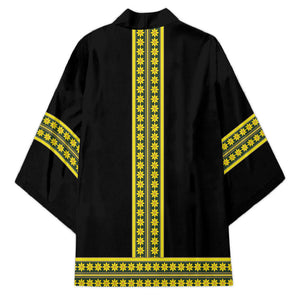 Ethiopian Enkutatash Kimono Black Adey Flower Tilet Habesha Inspired