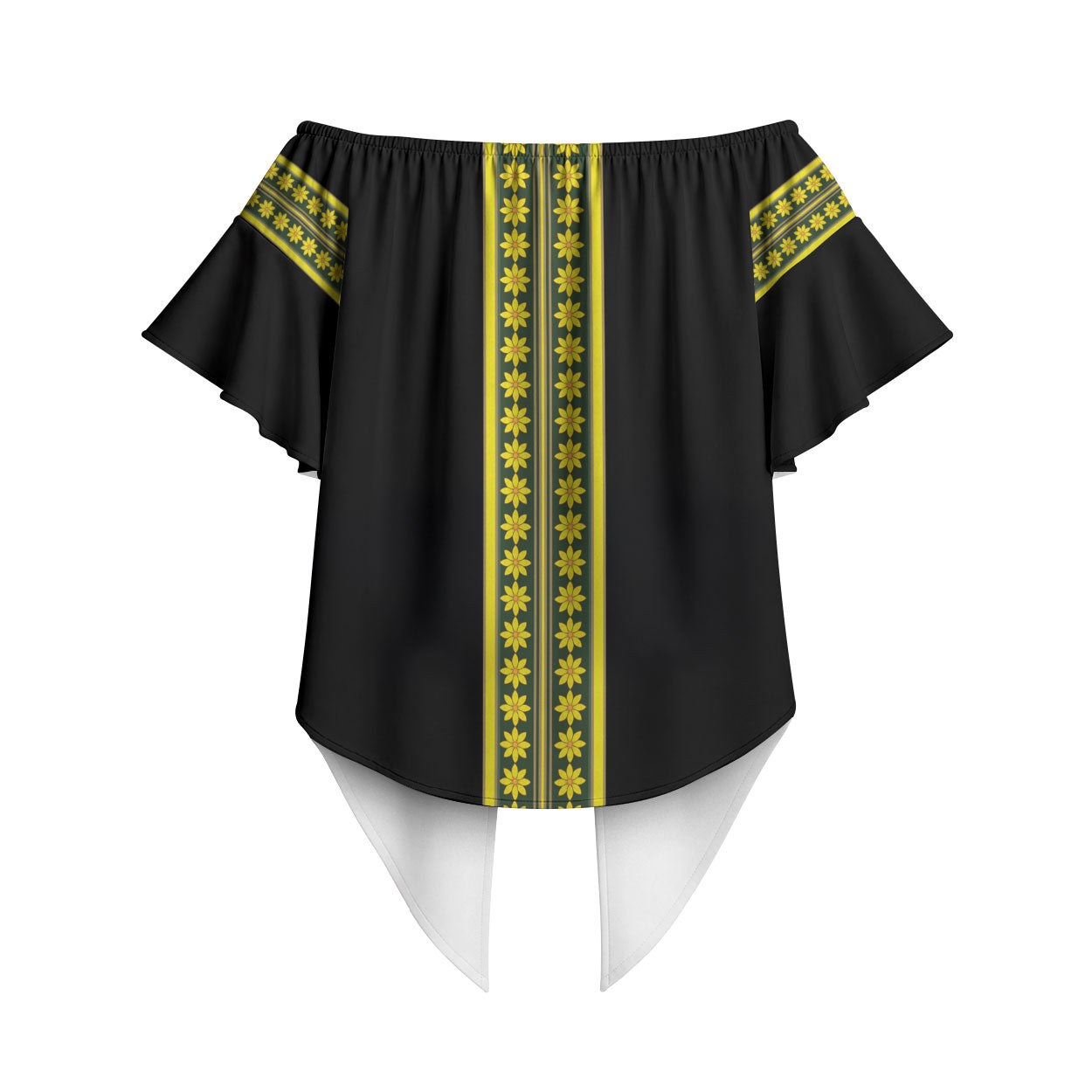 Ethiopian Enkutatash Off Shoulder Wrap Waist Top Black Adey Flower Tilet Habesha Inspired