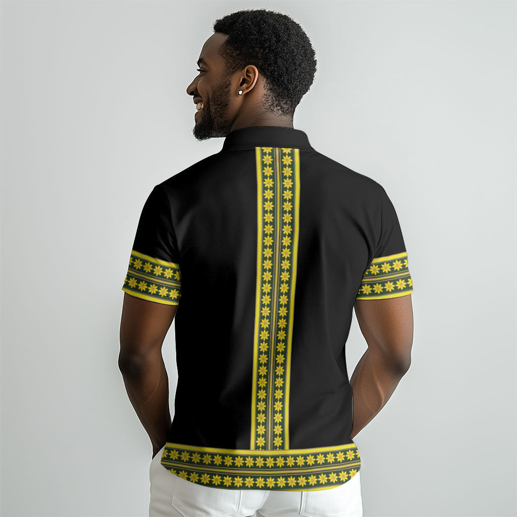 Ethiopian Enkutatash Polo Shirt Black Adey Flower Tilet Habesha Inspired