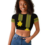 Ethiopian Enkutatash Raglan Cropped T shirt Black Adey Flower Tilet Habesha Inspired