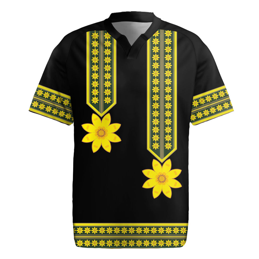 Ethiopian Enkutatash Rugby Jersey Black Adey Flower Tilet Habesha Inspired